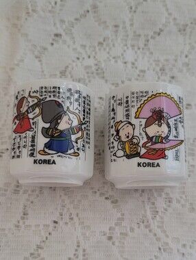 Korea Hankook Cartoon Ceramic Rice Wine Shot Glassses
